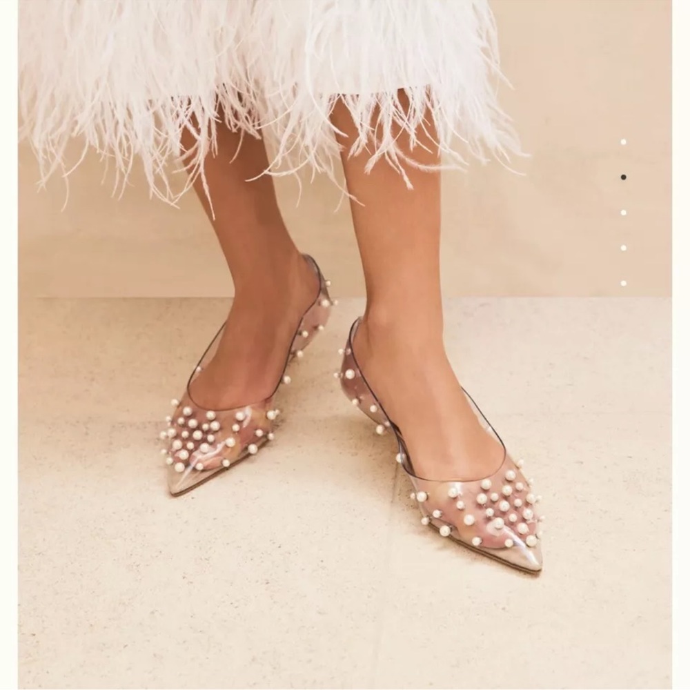 NIB Cult Gaia Roxy Pearl Clear Heels size 37.5 / 7.5